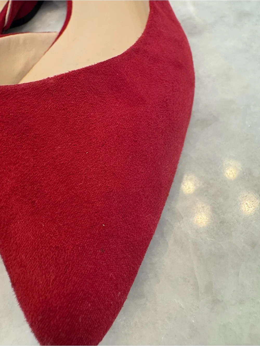 Nine West Red Suede Pointed-Toe D'Orsay Flats